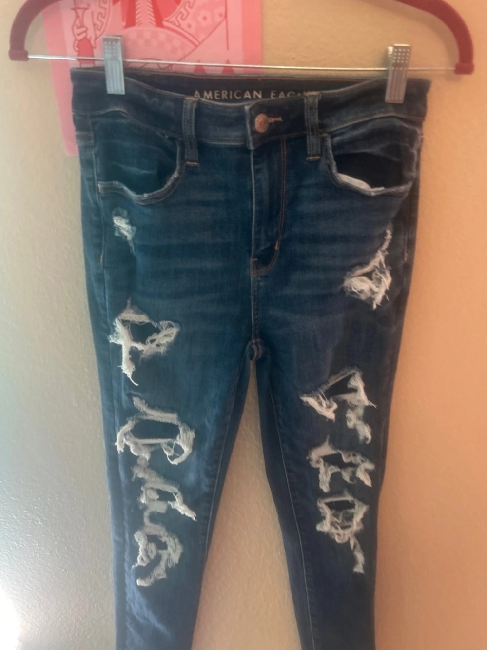 American Eagle Outfitters Dark Wash Distressed Skinny Jeans